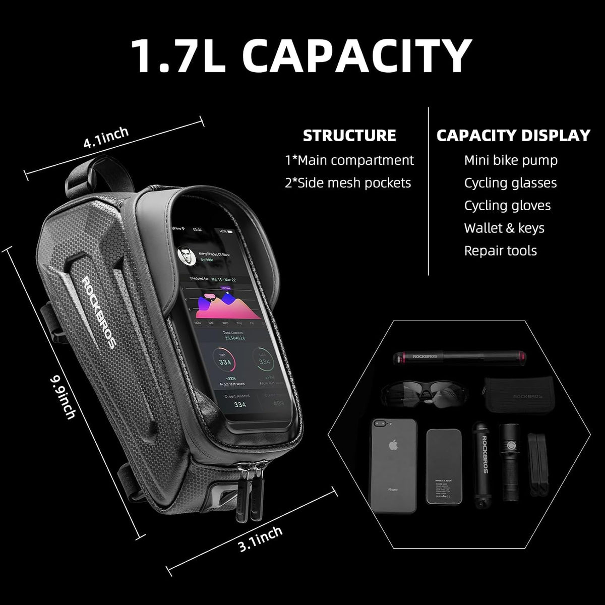 Bike Phone Bag Waterproof EVA Hard Shell Water-Resistant